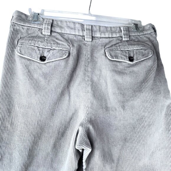 LL Bean Corduroy Pants Mens 34 Tan Beige 285258 Classic Pleated Flap Pockets - Picture 4 of 11